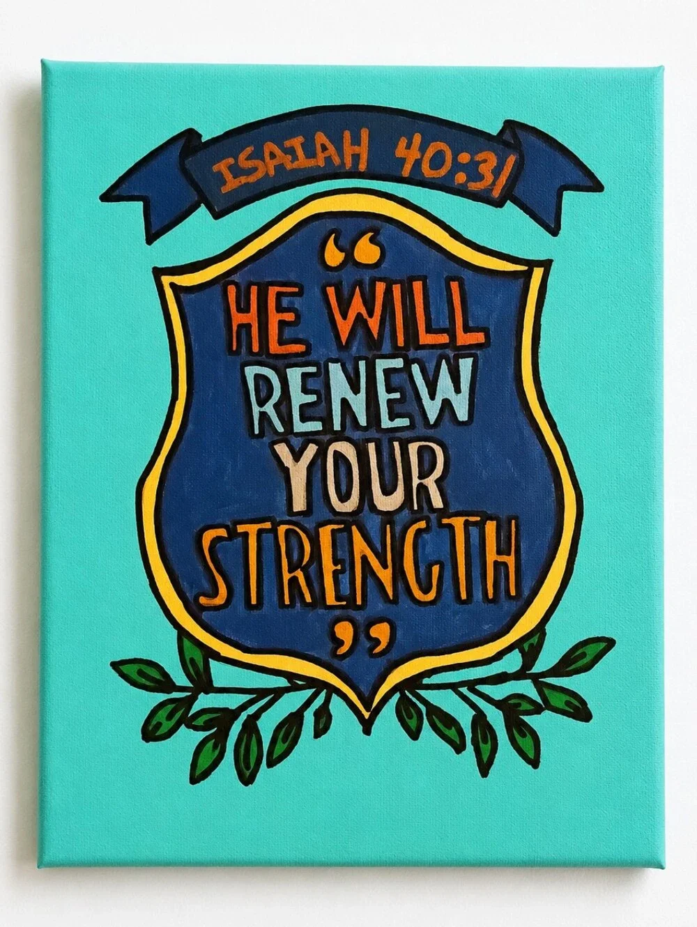 Hand Painted Isaiah 40:31 Bible Verse Canvas Wall Art Christian Decor